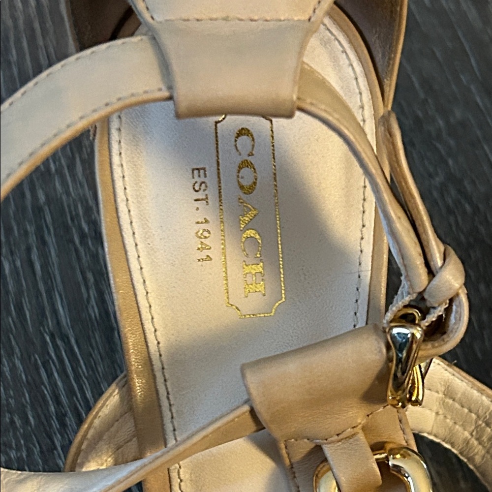 Coach “Blake” Women's Metallic Gold Chain Heels size 8.5 - Picture 2 of 10